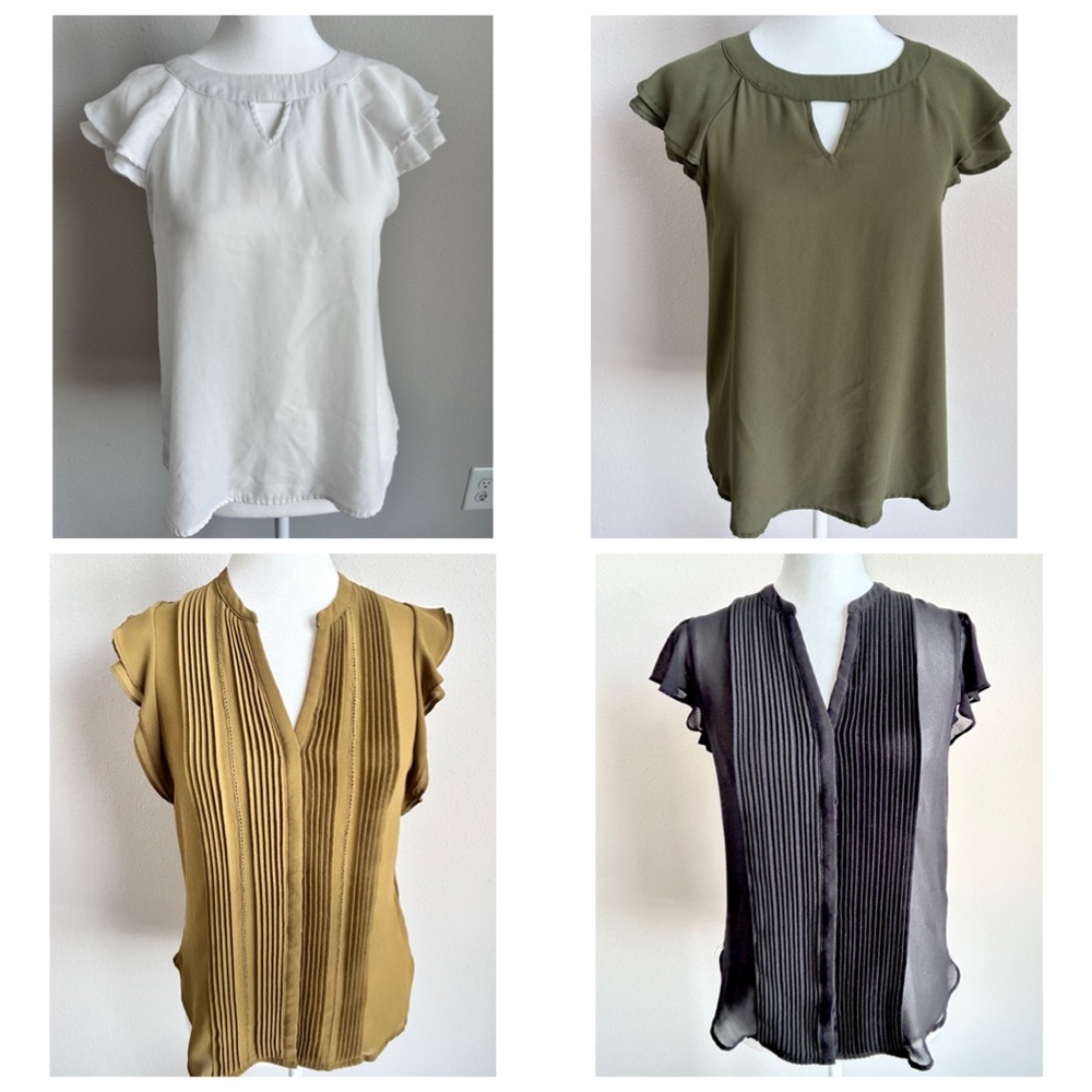 H&M Tops Dressy Casual Short Sleeve Blouses Chiffon Work outfit bundle of 4